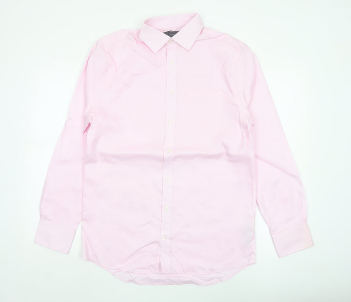Marks and Spencer Mens Pink 15in Regular Fit Cotton Dress Shirt