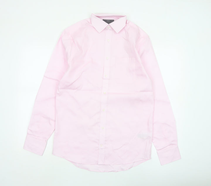 Marks and Spencer Men's Pink Regular Fit Non-Iron Cotton Dress Shirt 14.5in
