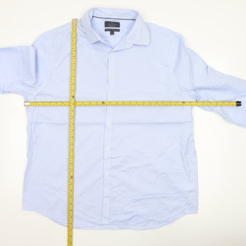 Marks and Spencer Men’s Blue Check Regular Fit Cotton Shirt 18”