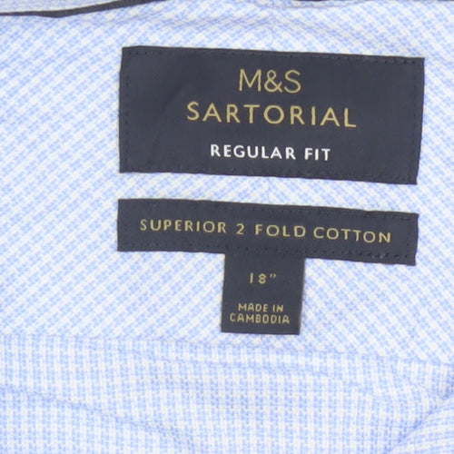 Marks and Spencer Men’s Blue Check Regular Fit Cotton Shirt 18”