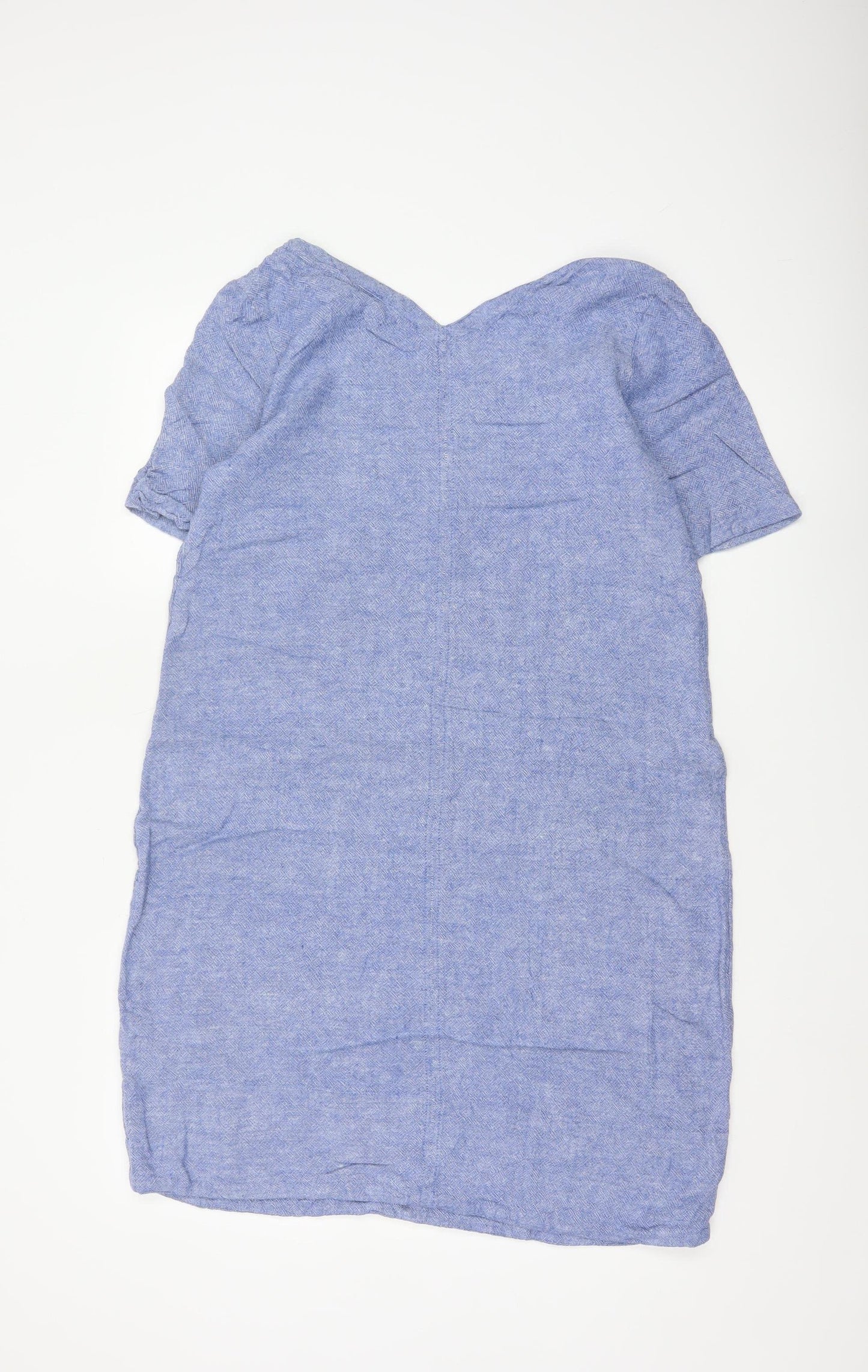 Marks and Spencer Women Blue Linen Blend Shift Dress Size 14