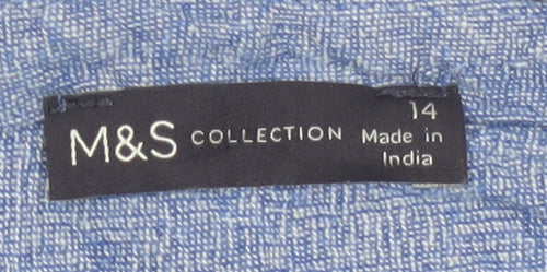 Marks and Spencer Women Blue Linen Blend Shift Dress Size 14