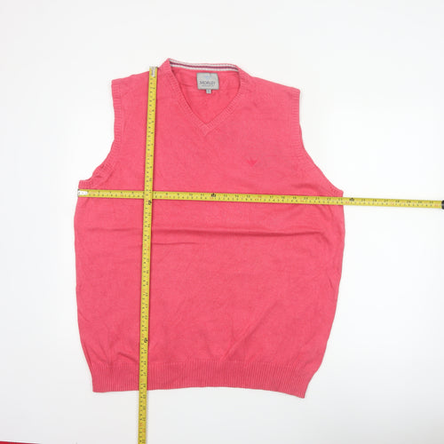Morley Men's Pink Cotton V-Neck Sleeveless Jumper Vest XL