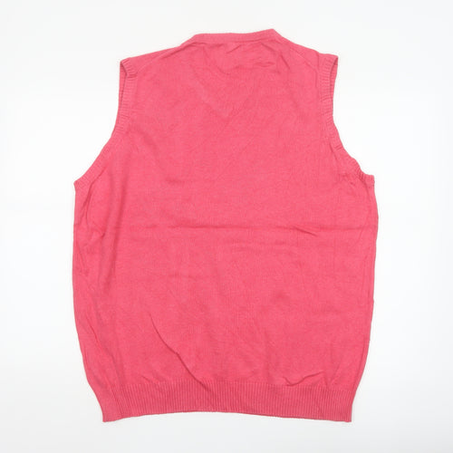 Morley Men's Pink Cotton V-Neck Sleeveless Jumper Vest XL