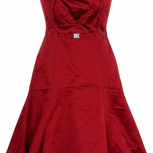 Karen Millen Women’s Red Strapless Sweetheart Satin Cocktail Dress Size 10
