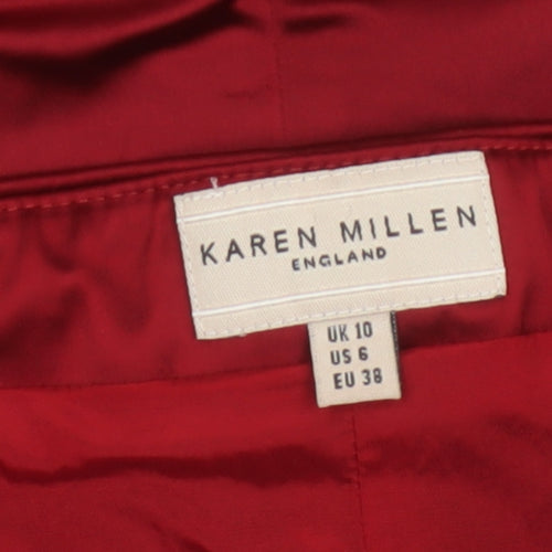Karen Millen Women’s Red Strapless Sweetheart Satin Cocktail Dress Size 10