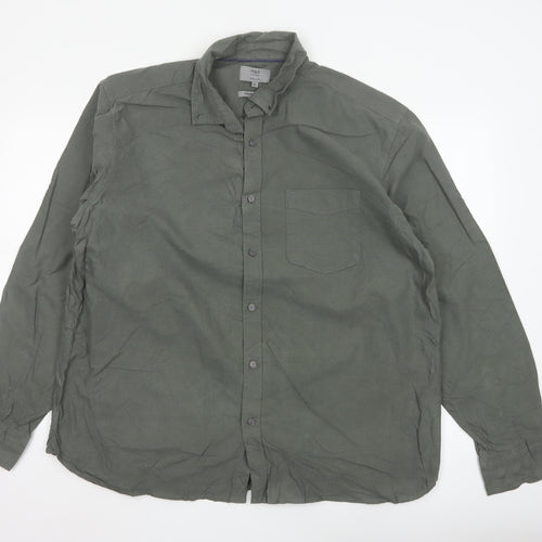 Marks and Spencer Men’s Green Cotton Oxford Button-Up Shirt XL Regular