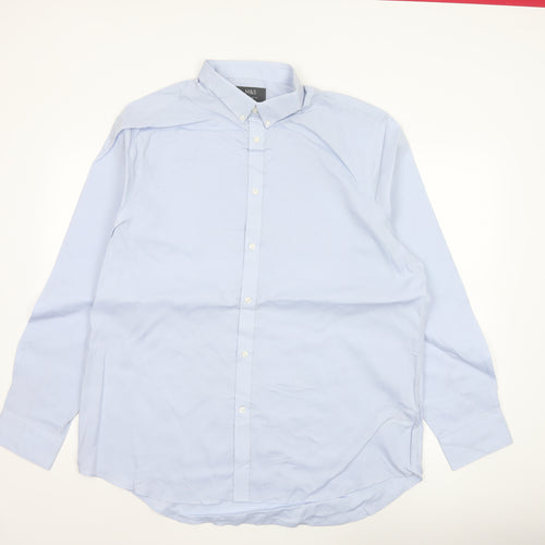 Marks and Spencer Men's Blue Regular Fit Non-Iron Cotton Long Sleeve Shirt Size 17.5