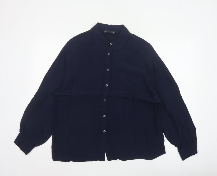 Marks and Spencer Women's Blue Long Sleeve Button-Up Blouse Size 14