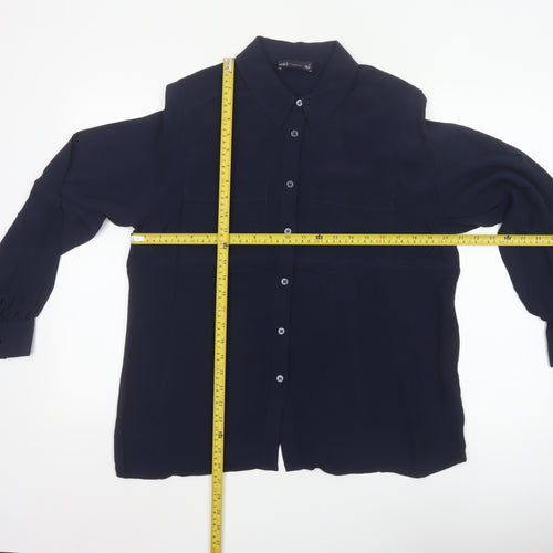 Marks and Spencer Women's Blue Long Sleeve Button-Up Blouse Size 14