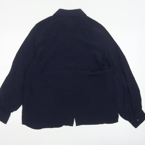 Marks and Spencer Women's Blue Long Sleeve Button-Up Blouse Size 14