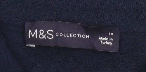 Marks and Spencer Women's Blue Long Sleeve Button-Up Blouse Size 14
