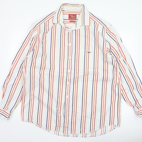 R.M. Williams Men's Multicoloured Striped Cotton Long Sleeve Button-Up Shirt 2XL Regular Fit