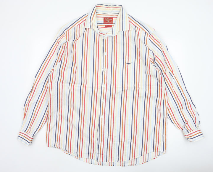 R.M. Williams Men's Multicoloured Striped Cotton Long Sleeve Button-Up Shirt 2XL Regular Fit