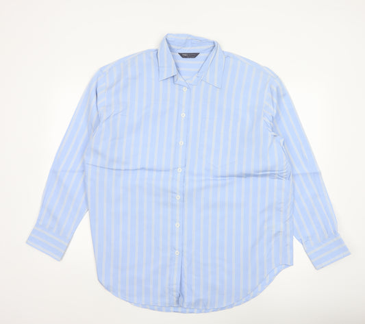 Marks and Spencer Women’s Blue Striped Cotton Button-Up Shirt Size 16