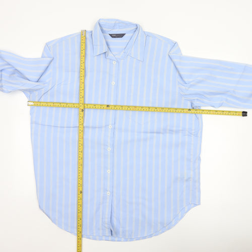 Marks and Spencer Women’s Blue Striped Cotton Button-Up Shirt Size 16