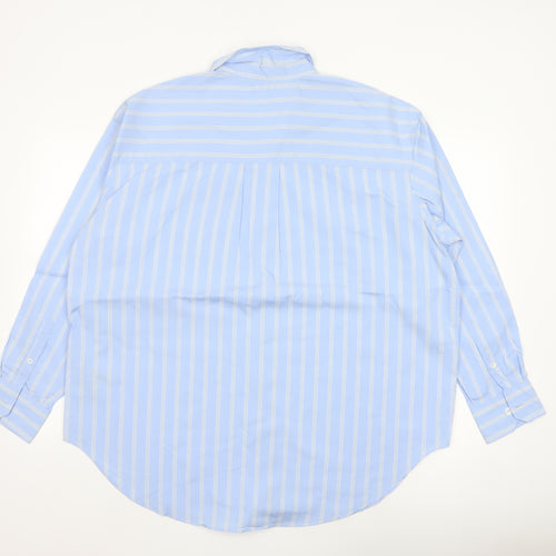 Marks and Spencer Women’s Blue Striped Cotton Button-Up Shirt Size 16