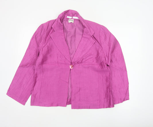 Viyella Women’s Pink Linen Blend Single-Breasted Blazer UK 14