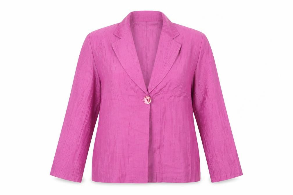Viyella Women’s Pink Linen Blend Single-Breasted Blazer UK 14