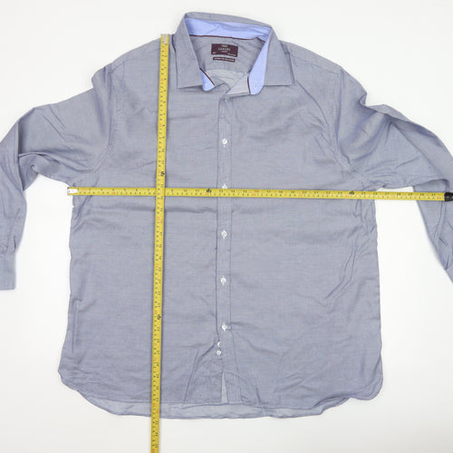 Marks and Spencer Mens Blue 18.5in Tailored Long Sleeve Cotton Shirt