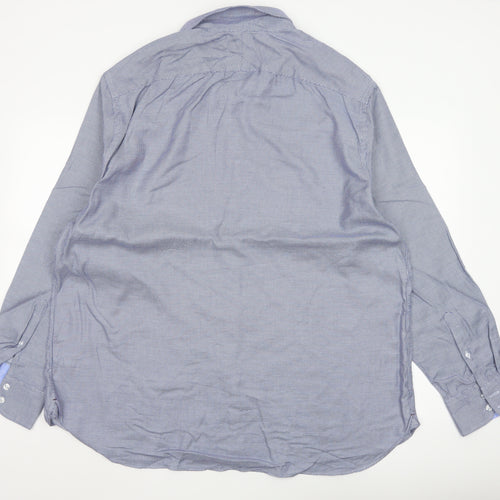 Marks and Spencer Mens Blue 18.5in Tailored Long Sleeve Cotton Shirt