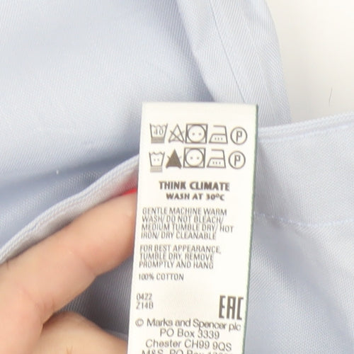 Marks and Spencer Men’s Blue 15in Regular Fit Non-Iron Long Sleeve Shirt