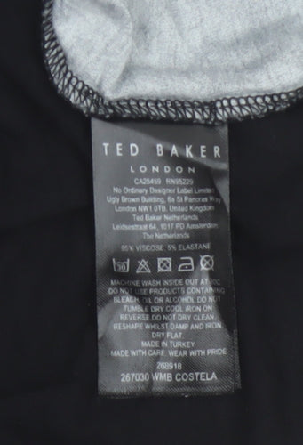 Ted Baker Womens Black Floral Art Print Short Sleeve T-Shirt Size 14