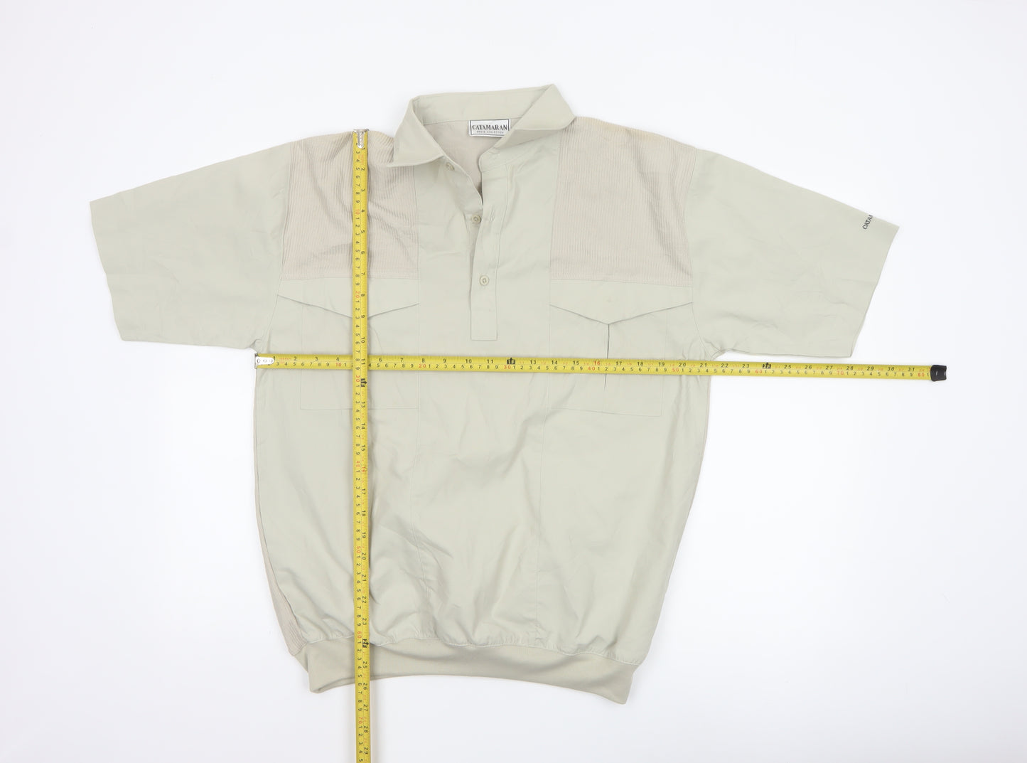 Catamaran Men's Beige Short Sleeve Collared Polo Shirt Size S
