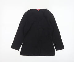Monsoon Women Black Cotton Wrap Blouse Size 12 Long Sleeve