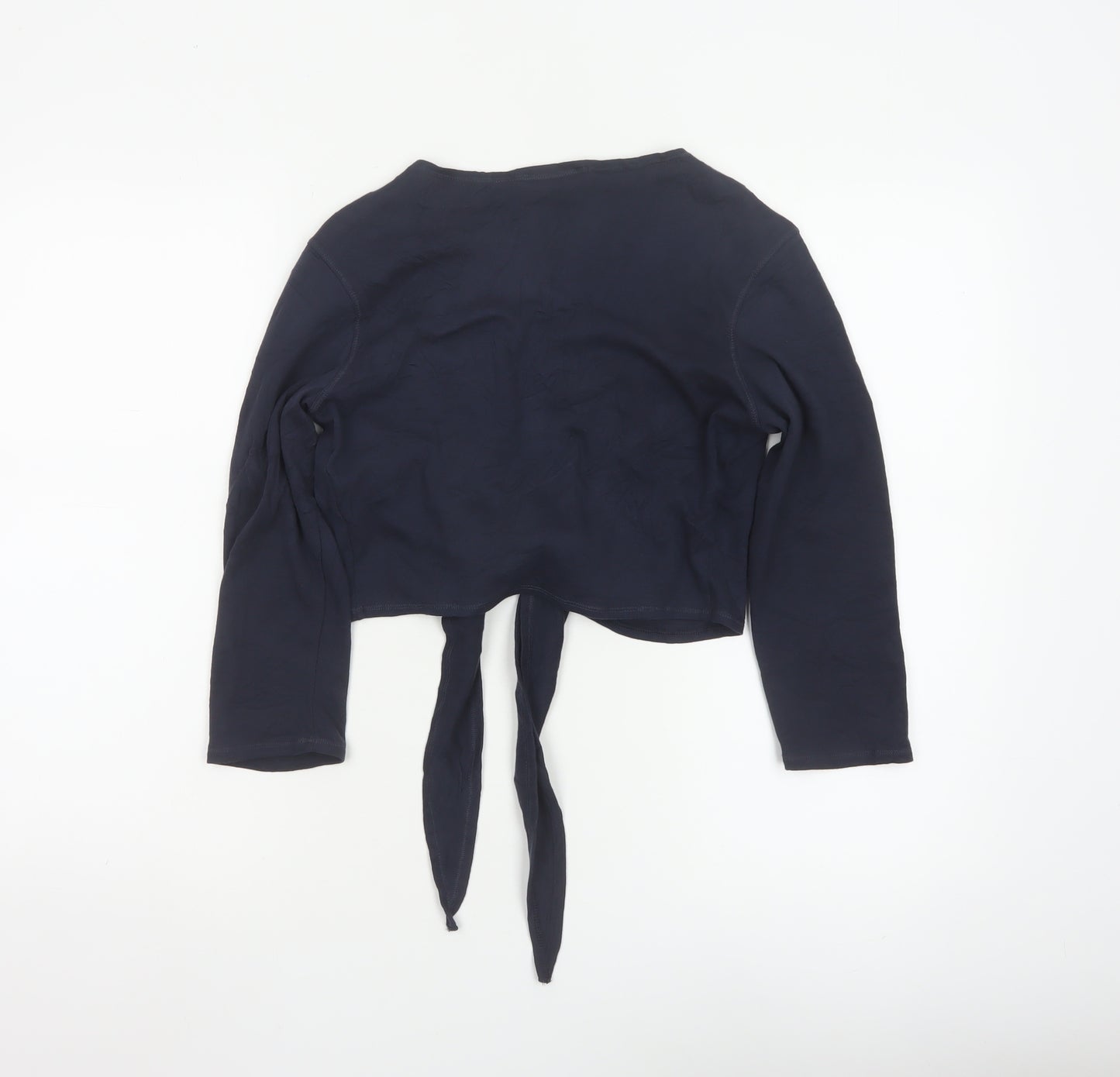Marks and Spencer Womens Blue Sequin Tie Front Cropped Blouse Size 12
