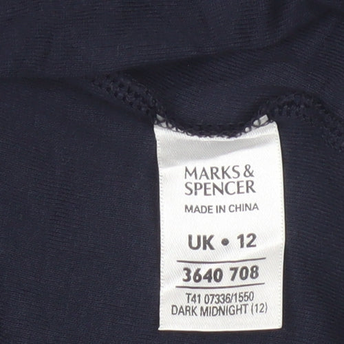 Marks and Spencer Womens Blue Sequin Tie Front Cropped Blouse Size 12