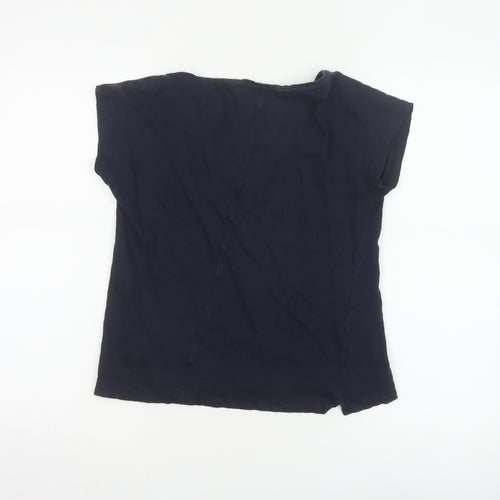 Jigsaw Women's Blue Linen V-Neck Short Sleeve T-Shirt XS