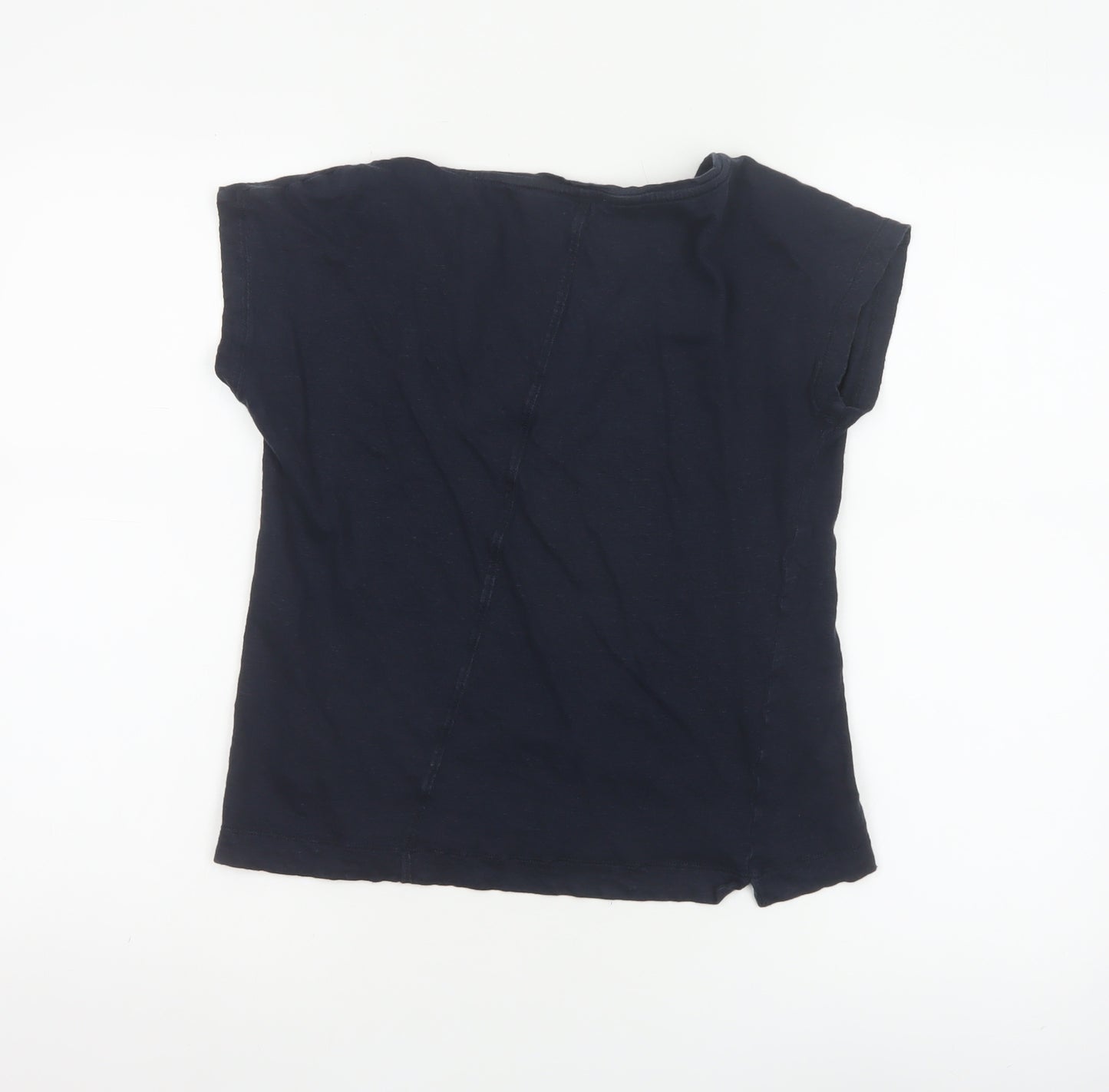 Jigsaw Women's Blue Linen V-Neck Short Sleeve T-Shirt XS
