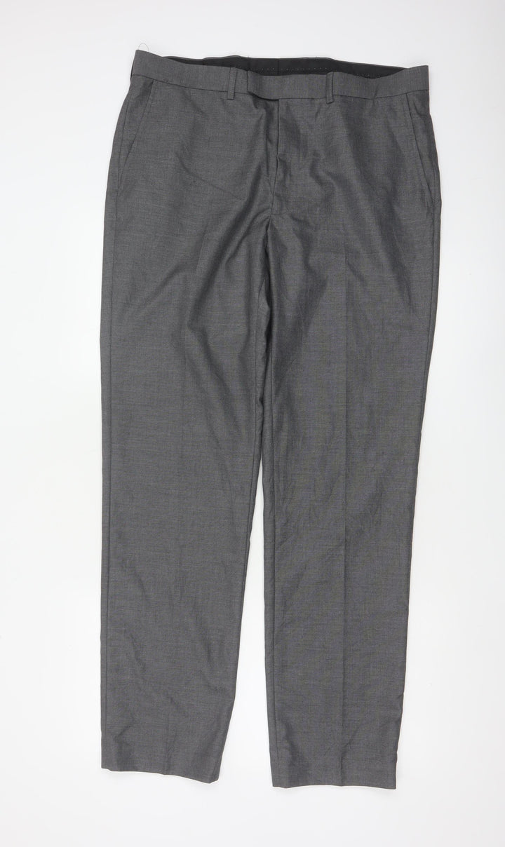 Marks and Spencer Mens Grey Regular Fit Dress Pants 36x33 Trousers
