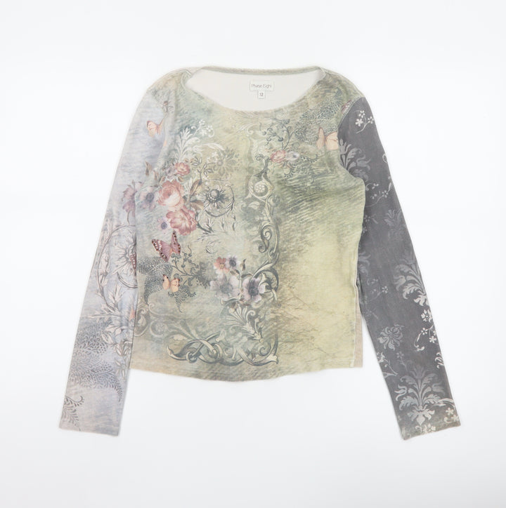 Phase Eight Womens Multicoloured Long Sleeve Floral Top Size 12