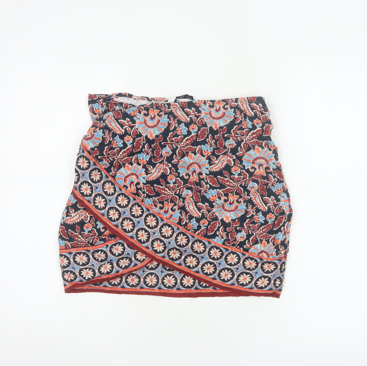 Zara Women's Multicoloured Floral Wrap Short Skirt XS