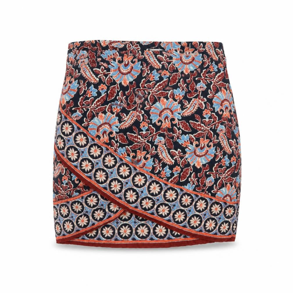 Front view of Zara Women's Multicoloured Floral Wrap Short Skirt XS