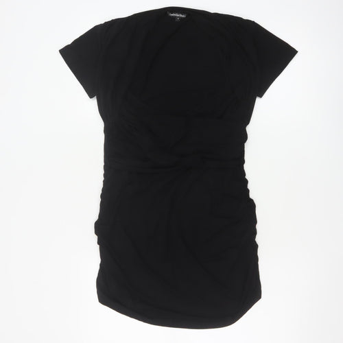 Isabella Oliver Women Black L Maternity Bodycon Jersey Ruched Dress