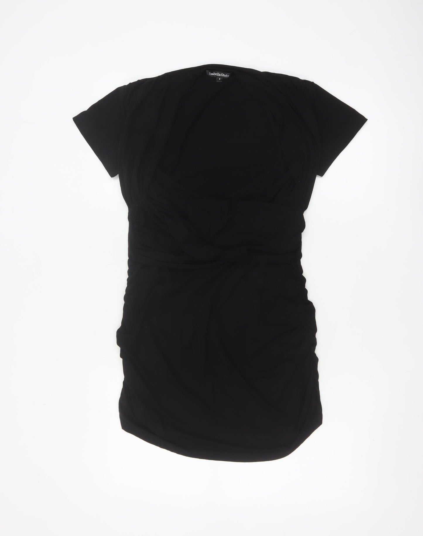 Isabella Oliver Women Black L Maternity Bodycon Jersey Ruched Dress