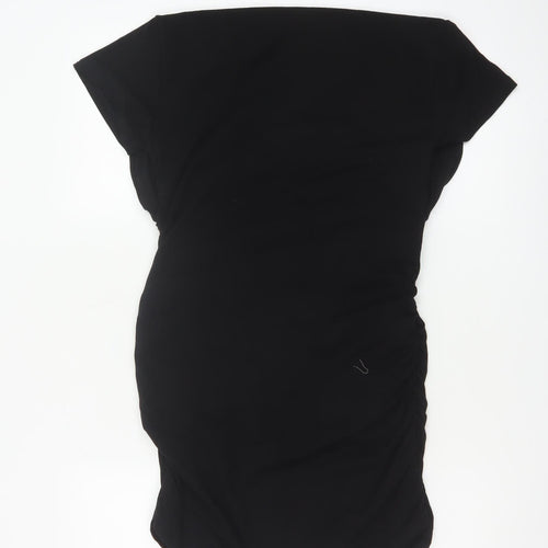Isabella Oliver Women Black L Maternity Bodycon Jersey Ruched Dress