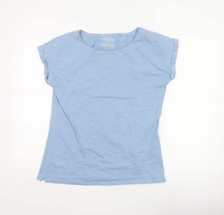 FatFace Women's Blue Organic Cotton Short Sleeve T-Shirt Size 10