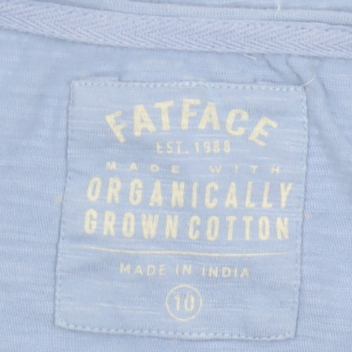 FatFace Women's Blue Organic Cotton Short Sleeve T-Shirt Size 10