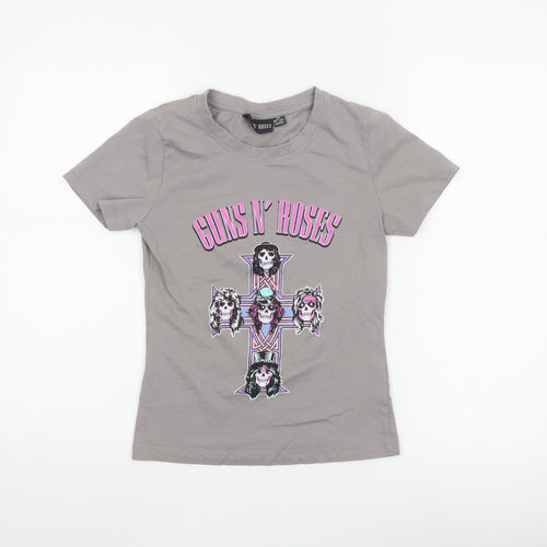 Guns N' Roses Women's Grey XS Crew Neck Cotton Graphic T-Shirt
