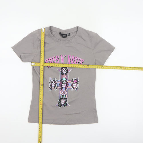 Guns N' Roses Women's Grey XS Crew Neck Cotton Graphic T-Shirt