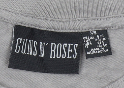 Guns N' Roses Women's Grey XS Crew Neck Cotton Graphic T-Shirt