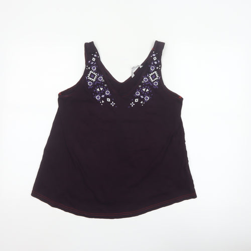 Red Herring Women's Purple Embroidered V-Neck Camisole Top Size 12