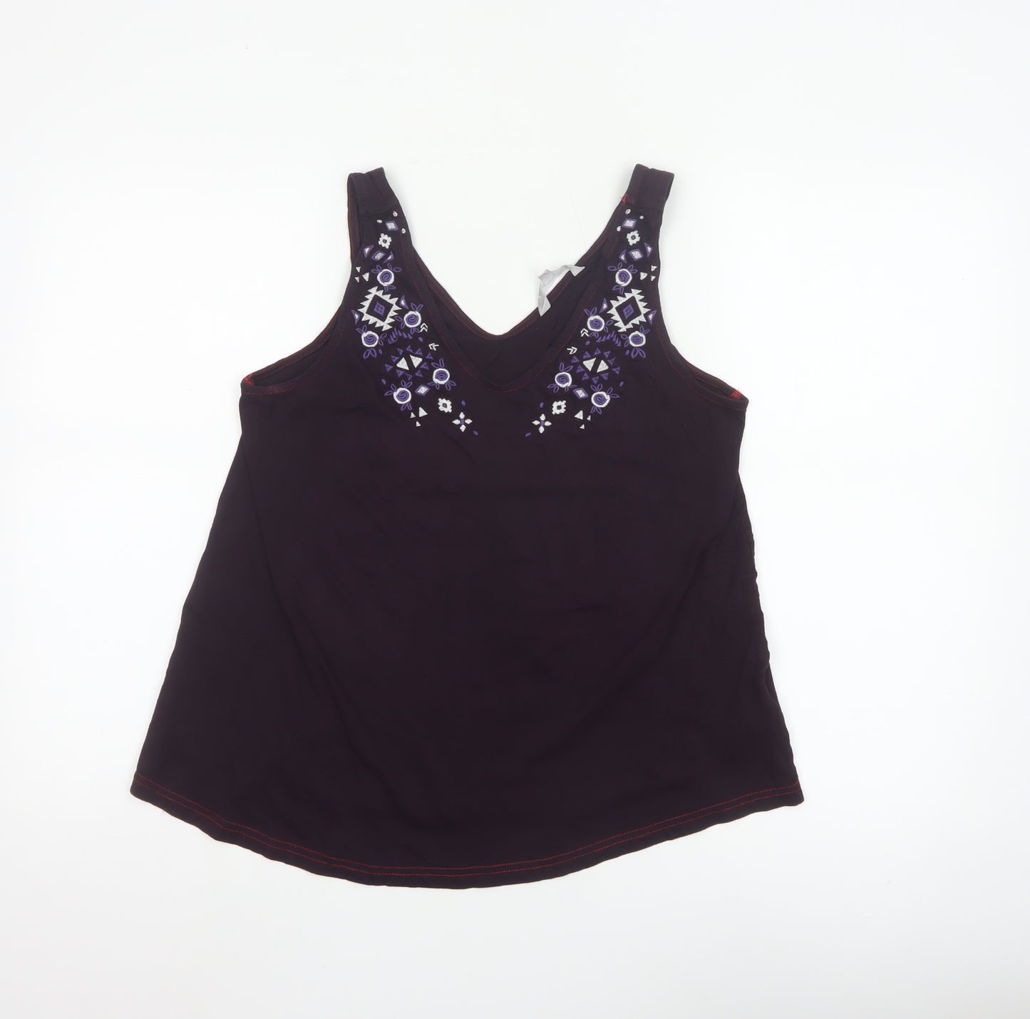 Red Herring Women's Purple Embroidered V-Neck Camisole Top Size 12