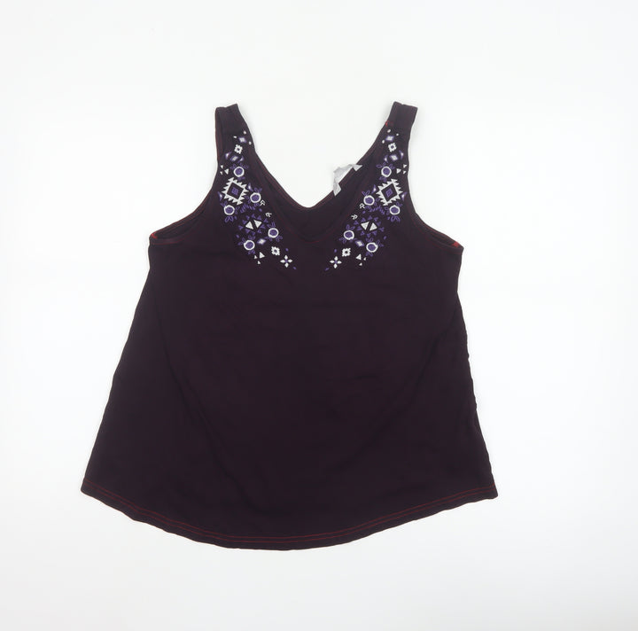Red Herring Women's Purple Embroidered V-Neck Camisole Top Size 12