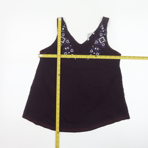 Red Herring Women's Purple Embroidered V-Neck Camisole Top Size 12
