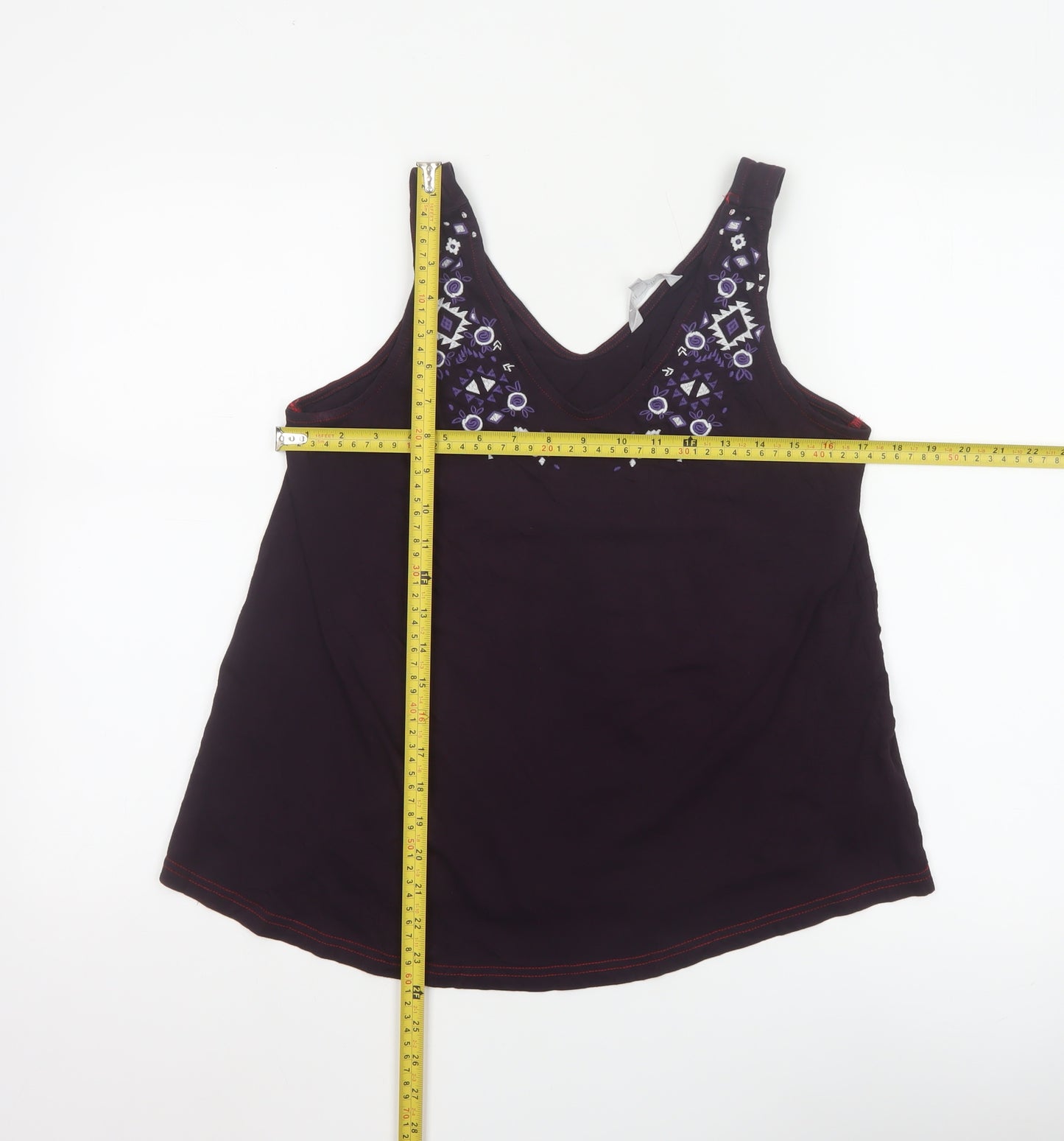 Red Herring Women's Purple Embroidered V-Neck Camisole Top Size 12